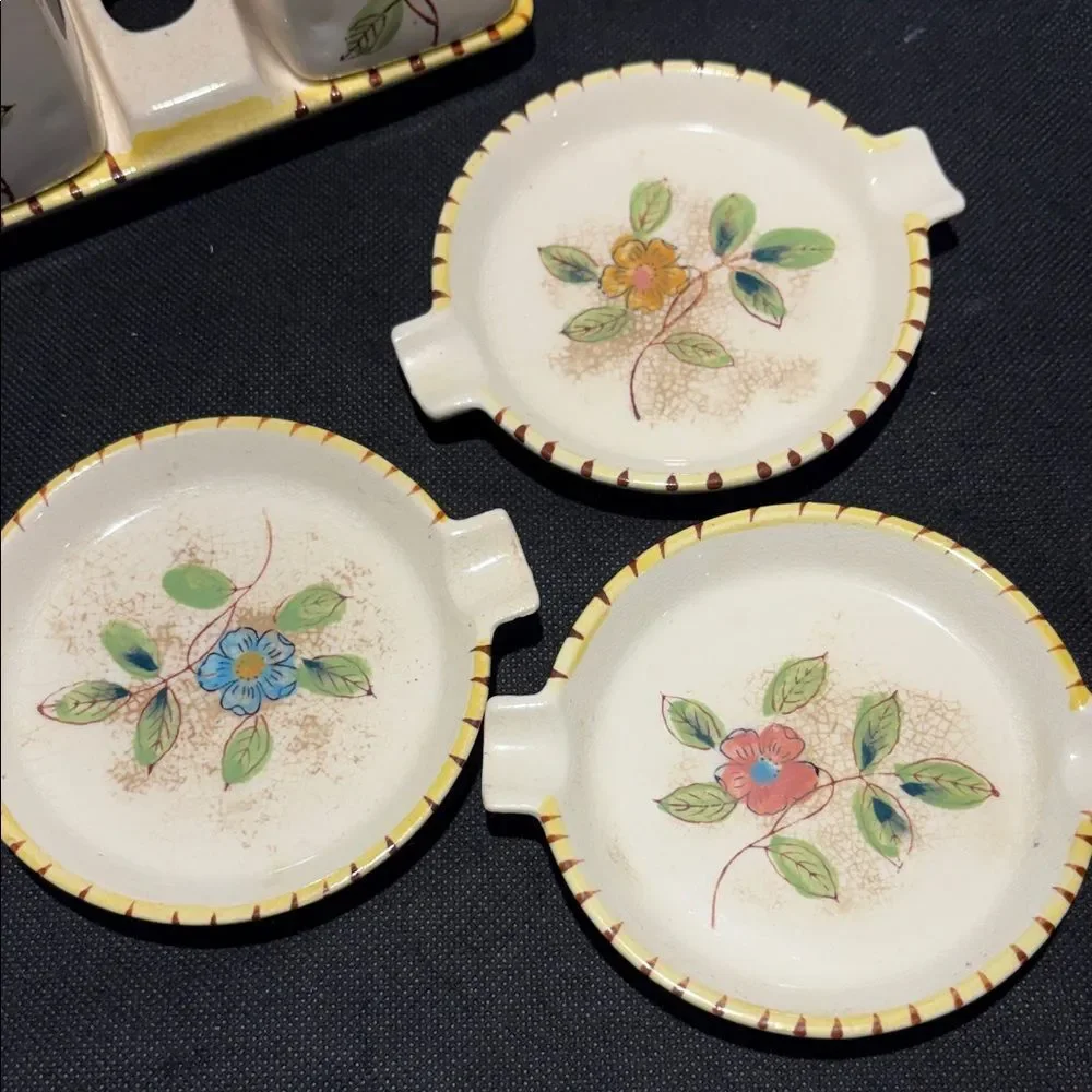 Hand-Painted Floral Ceramic breakfast Set in Yellow Accent
